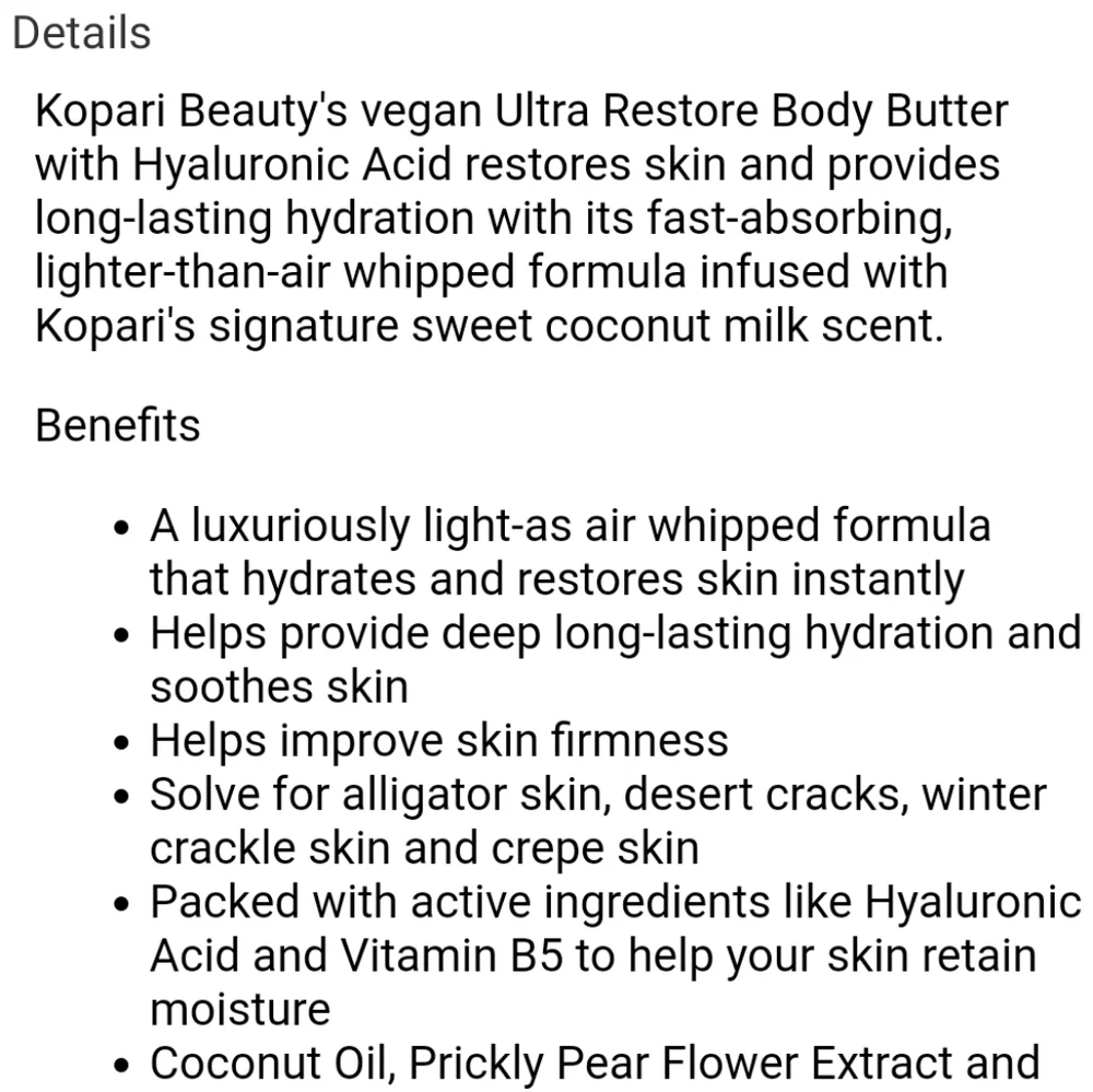 KOPARI ULTRA RESTORE BODY BUTTER HYALURONIC ACID